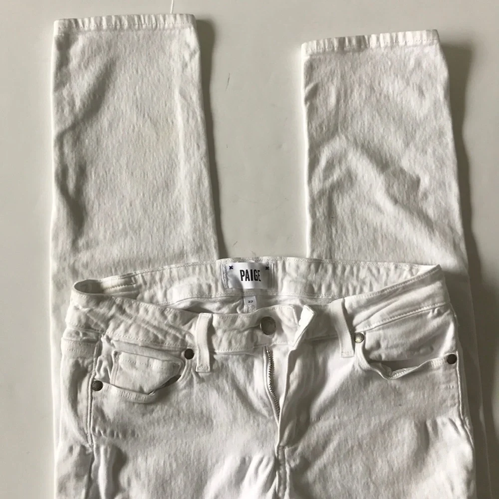Paige Skyline White Jeans Skinny Ankle Jeans Optic White 27 - Picture 4 of 7